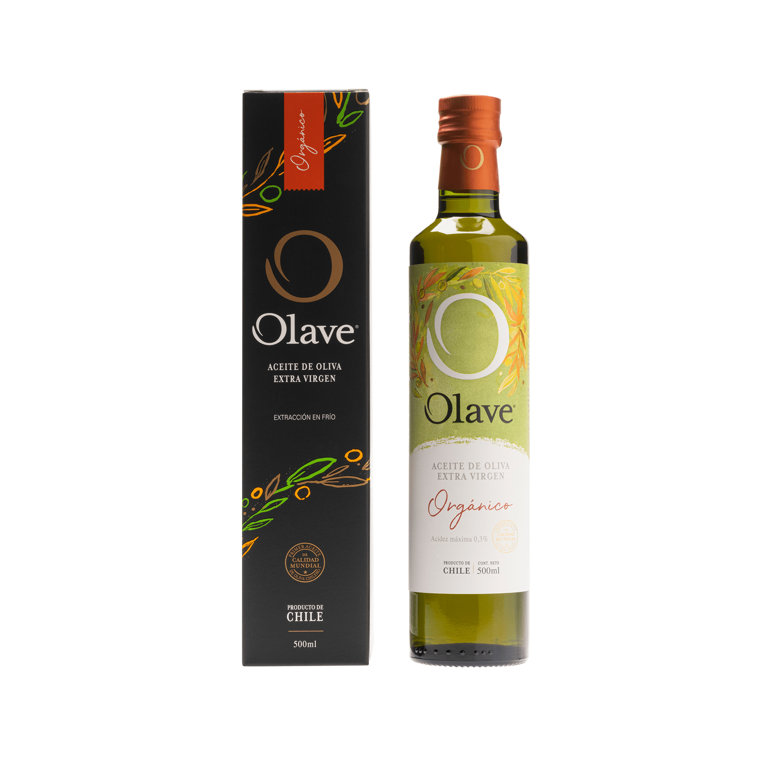 Olave Organico / Aceite de Oliva Extra Virgen / 500 ml / Estuche 1 unidad - Orgánico - Olave - 7808760900928 - ExtraVirgen.Store